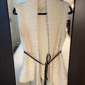 Abercrombie & Fitch White Vest with black tie belt